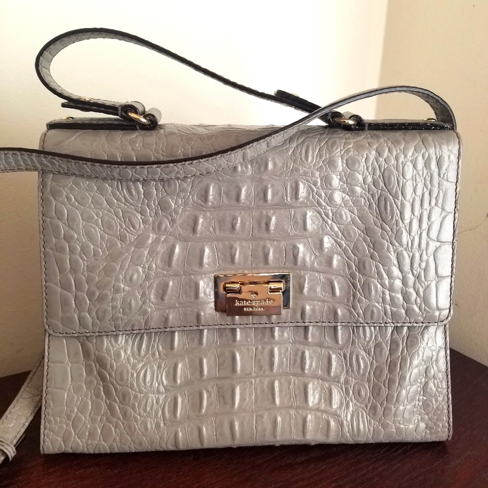 Kate Spade Doris gray croc crossbody bag - Picture 1 of 11